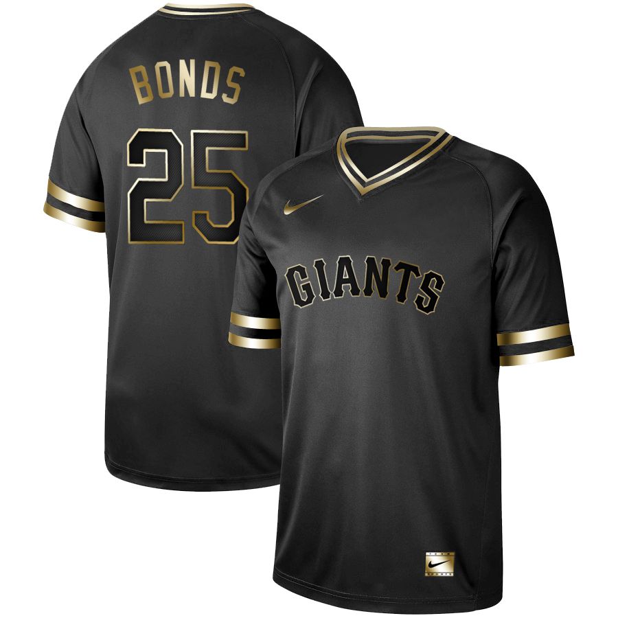 Men San Francisco Giants #25 Bonds Nike Black Gold MLB Jerseys